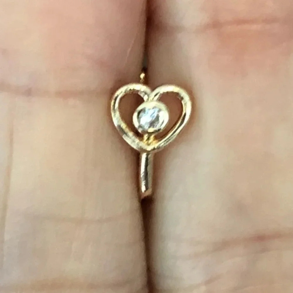 3 for $25/ Gold Heart Diamond Non-Perforated U-Shape Nose Septum Ring Stud